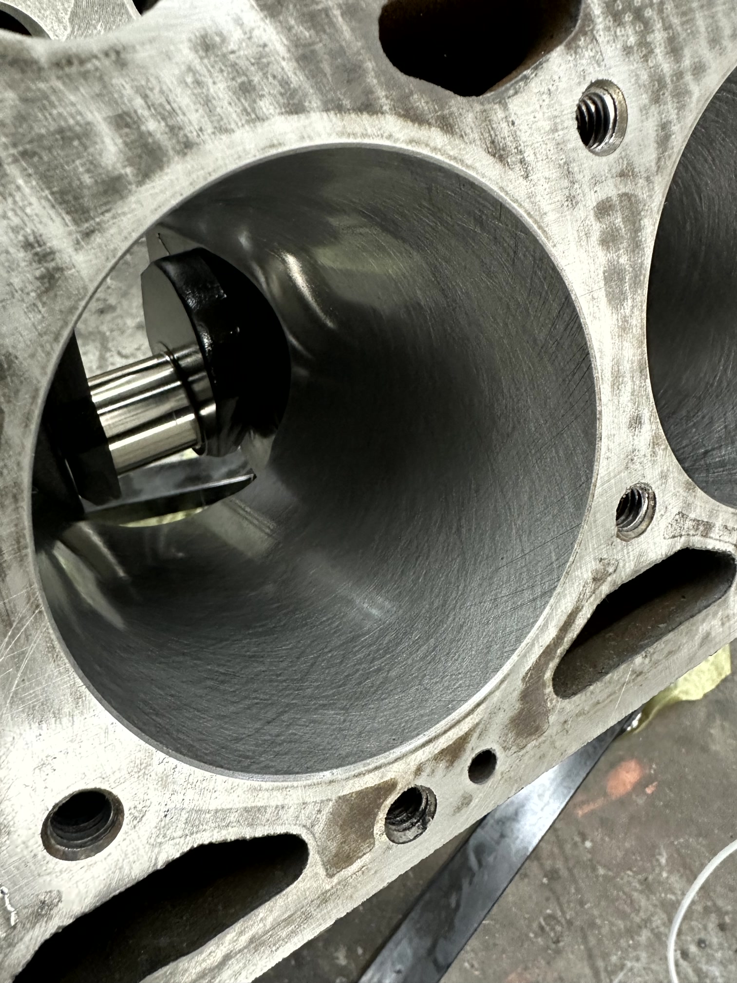 Marine engine cylinder machining and rebuilding work