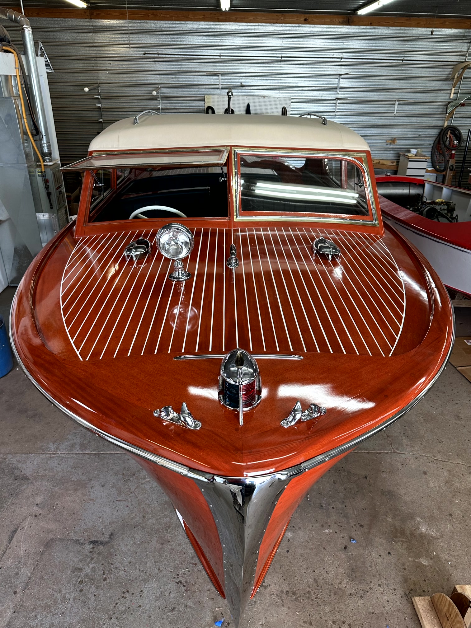 1947 classic wooden boat with rebuilt engine